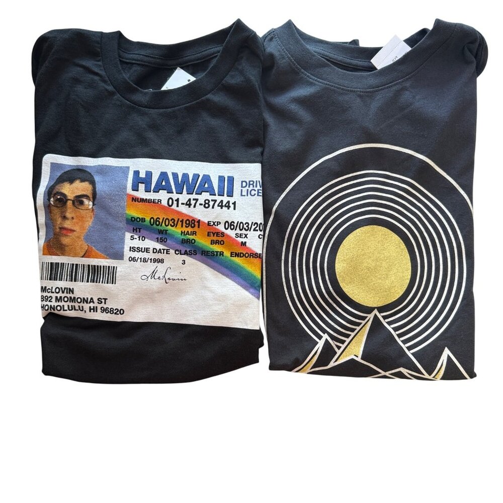 Superbad & Goodfellow Mens Graphic T-Shirts Black M (2-Pack)